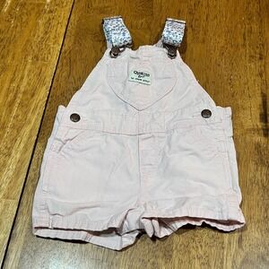 OshKosh B'gosh Girls 12M Pink Floral Overall One-Piece Pockets Adjustable Straps